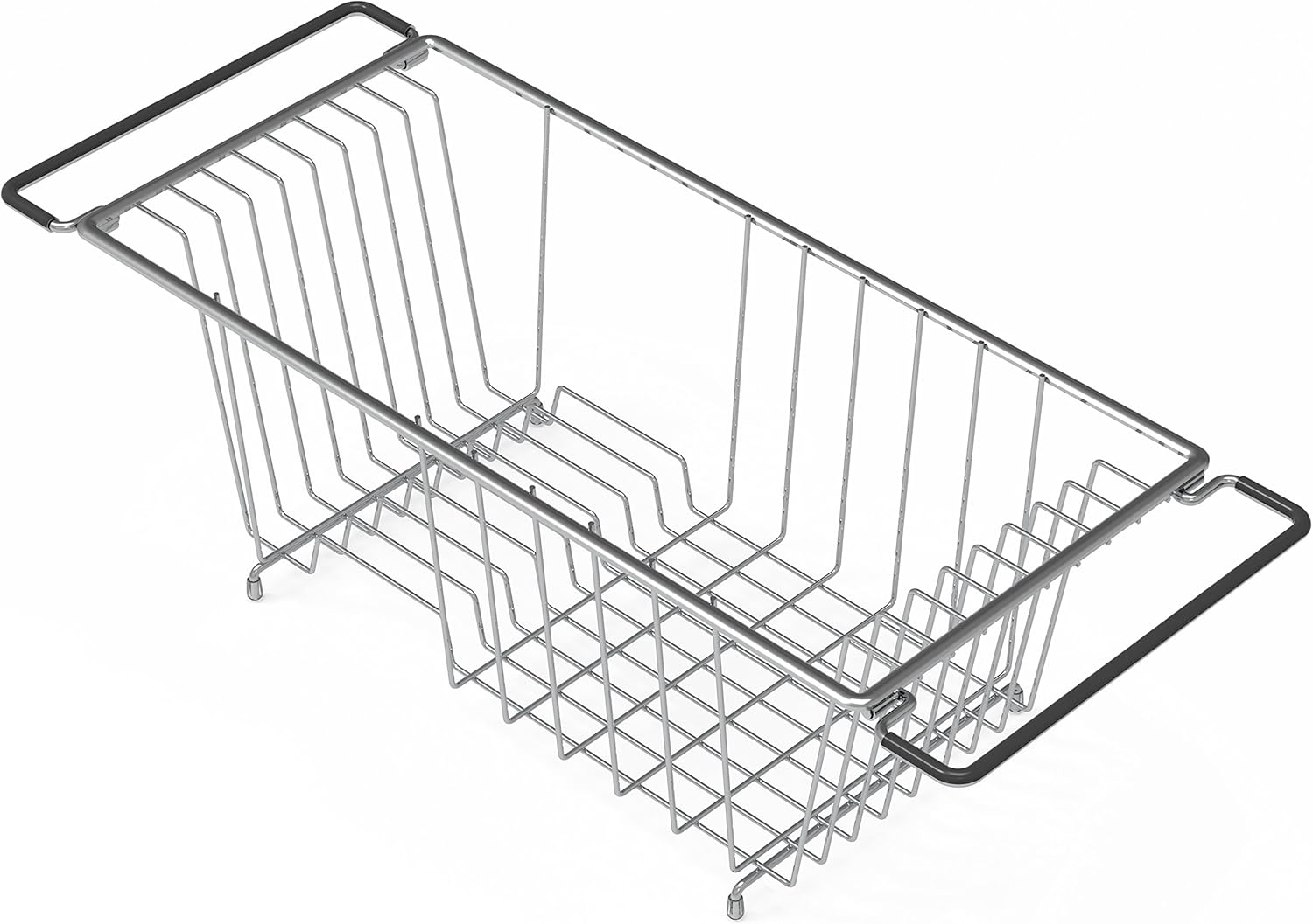 Simple Houseware Over Sink Counter Top Stainless Steel Dish Drainer Drying Rack, Chrome