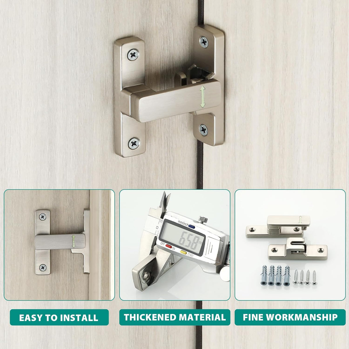 90/180 Degree Flip Latch Gate Latch, Heavy Duty Black Safety Door Lock Enhanced Security Flip Latch