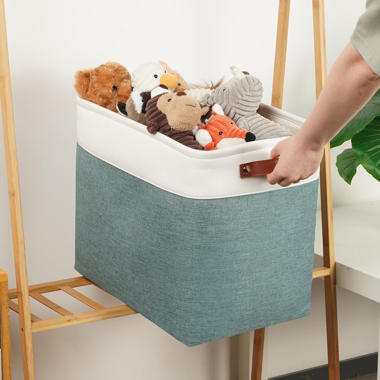 DULLEMELO Large Rectangular Baskets for Blankets 51L Canvas Storage Baskets for Organizing 3 Pack