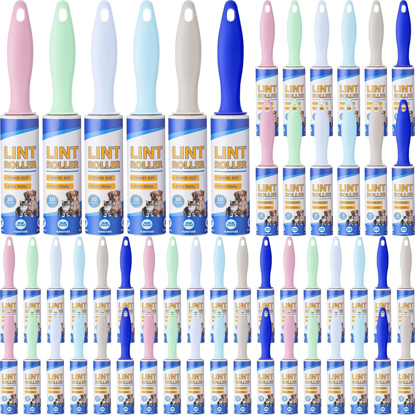 Hushee 48 Pack Bulk Mini Lint Roller for Travel 1440 Sheets 6'' Small Lint Removers Portable Lint