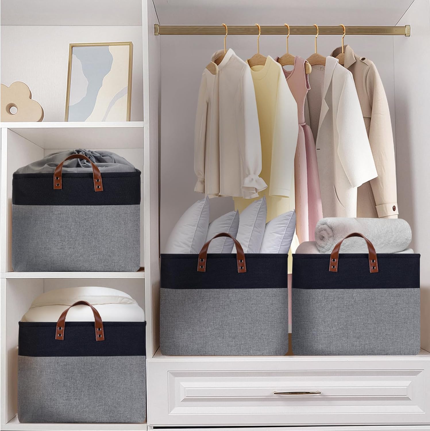 DULLEMELO Extra Large Storage Basket 22X15, 70L Foldable Fabric Toys Baskets Organizer Bins
