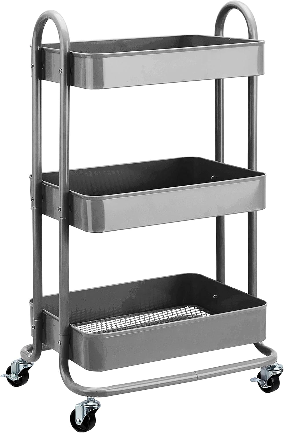 Amazon Basics 3-Tier Rolling Utility or Kitchen Cart, Lockable Wheels, Multifunctional Storage