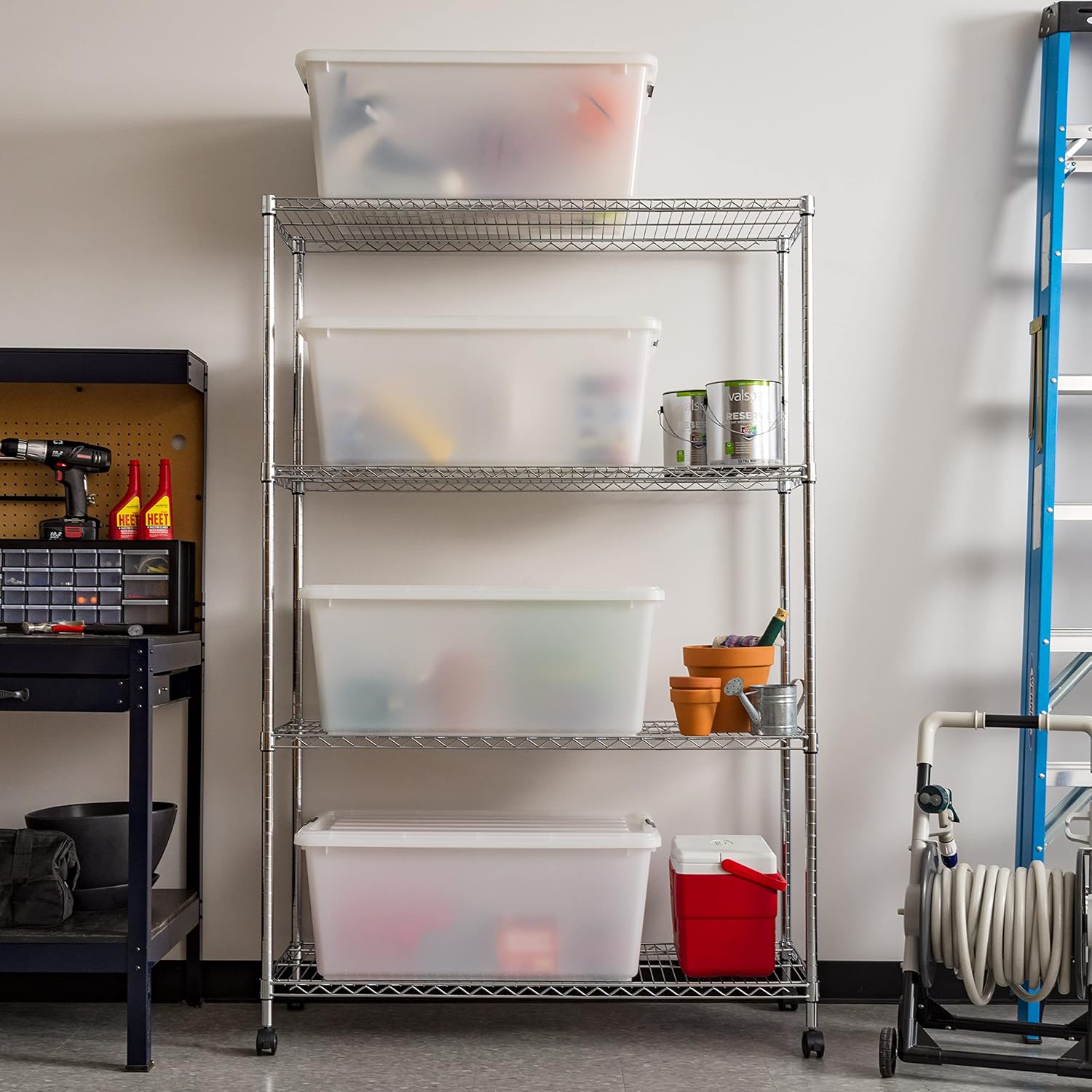 IRIS USA 91 Qt Stackable Plastic Storage Bins with Lids, 4 Pack - BPA-Free, Discreet Organizing