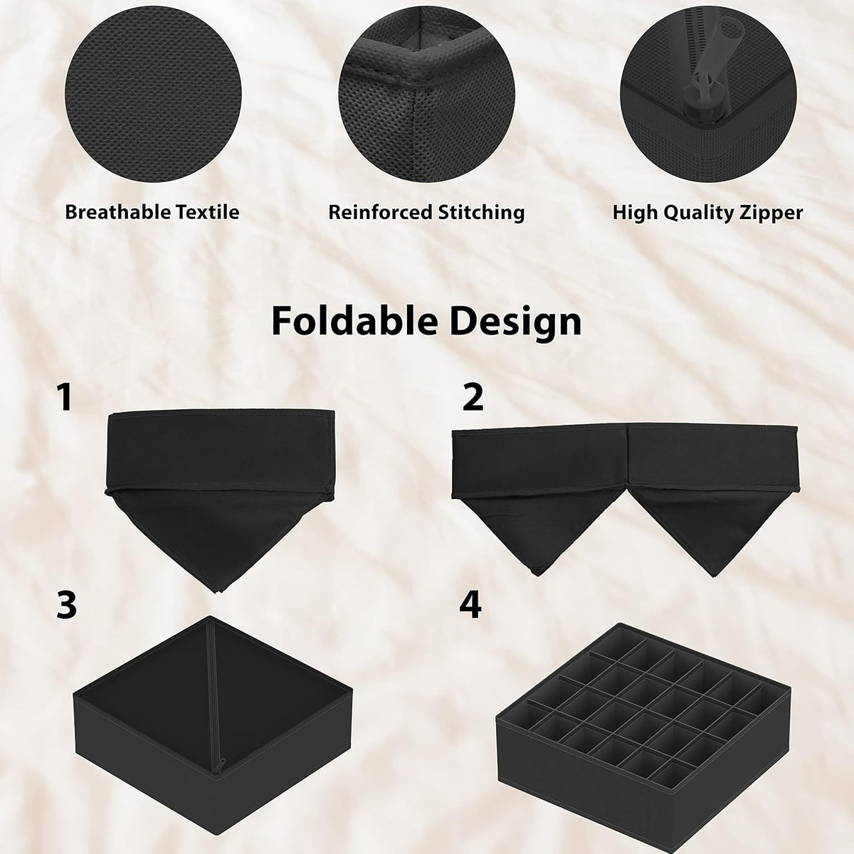 Simple Houseware 4-Pack Drawer Organizer Set - Closet Dividers for Underwear, Socks, Bras, Scarves