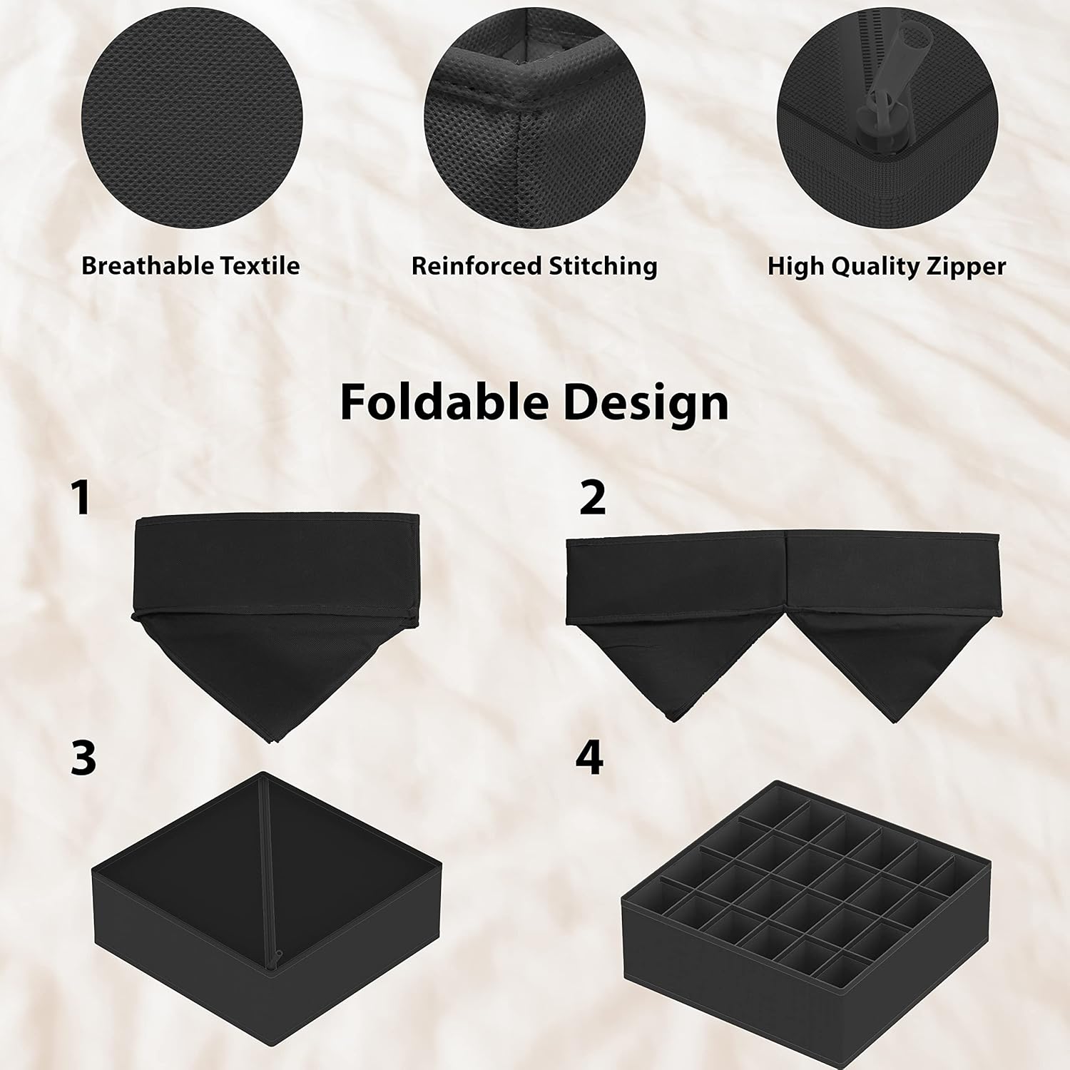 Simple Houseware 4-Pack Drawer Organizer Set - Closet Dividers for Underwear, Socks, Bras, Scarves