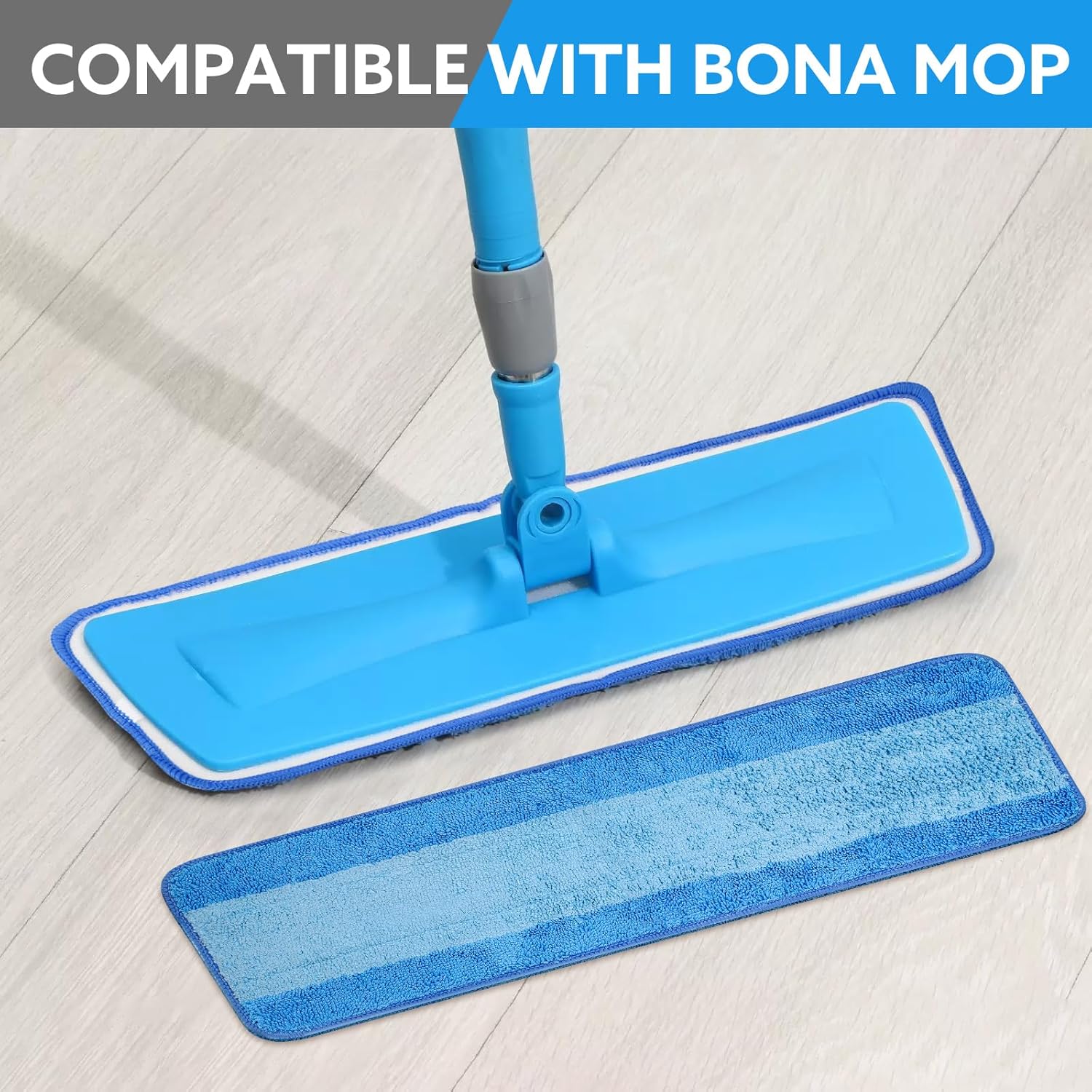 6 Pack Microfiber Cleaning Pads are Compatible with Bona Mop,18 Inch Replaceable Mop Pad