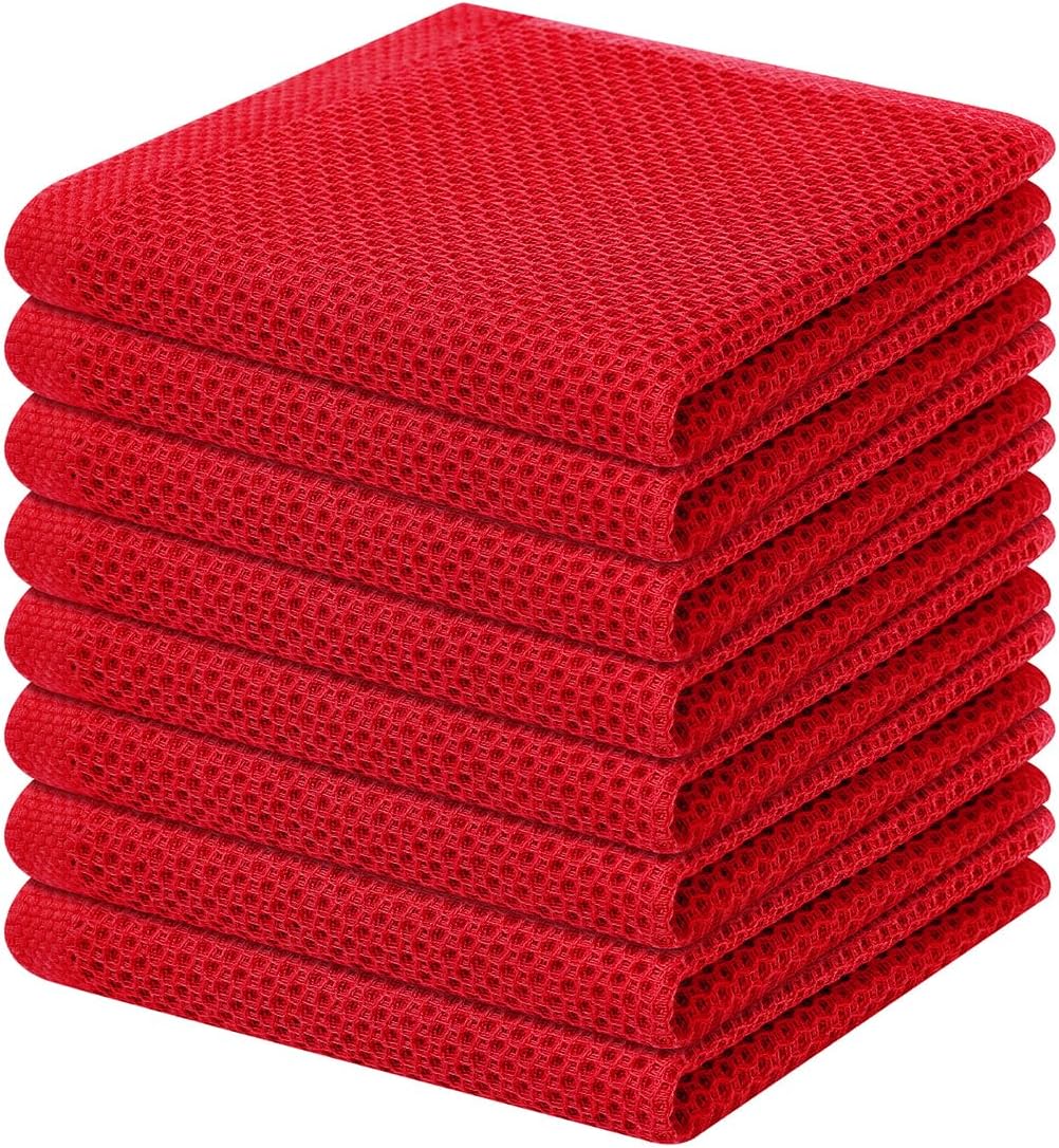 Homaxy 100% Cotton Waffle Weave Kitchen Dish Cloths, Ultra Soft Absorbent Quick Drying Dish Towels