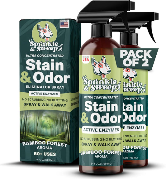 Sprinkle & Sweep Pet Stain and Odor Remover - Super Concentrated Pet Odor Eliminator - No Scrubbing