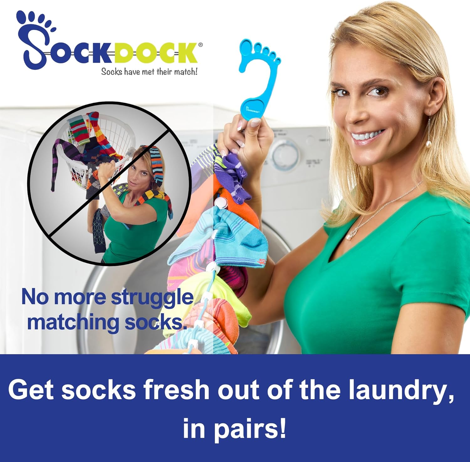 Sock Laundry Solution for Washing Drying & Storing Socks in Pairs, Clip & Hold Socks in Washer