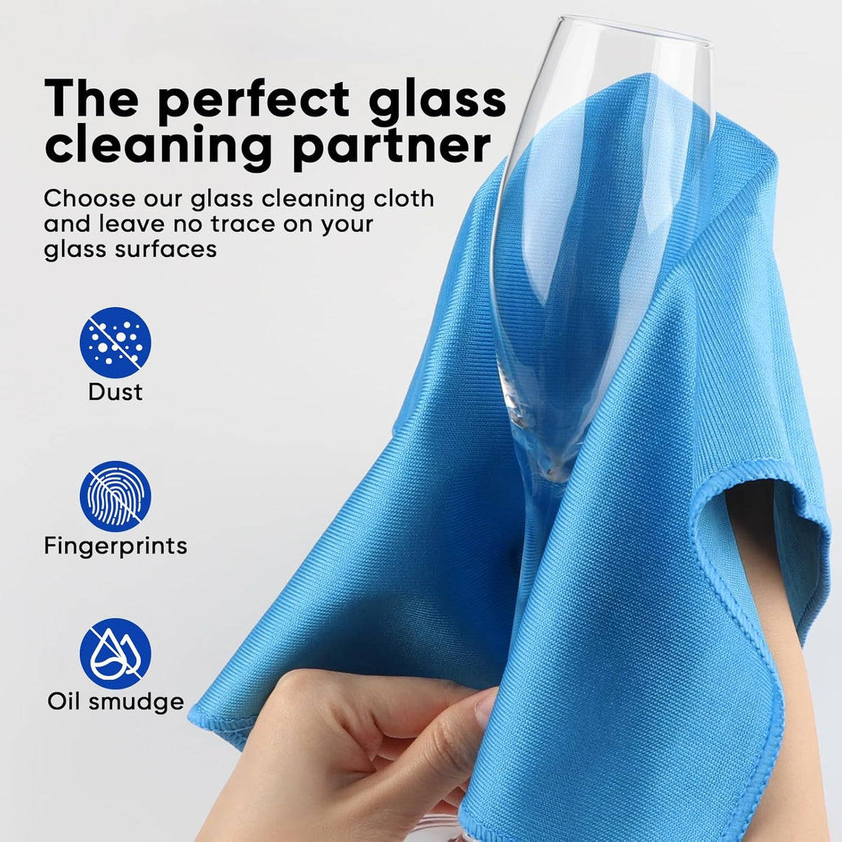 HOMEXCEL Microfiber Glass Cleaning Cloth 12 PK, Lint Free Streak Free, Reusable Cleaning Cloth for