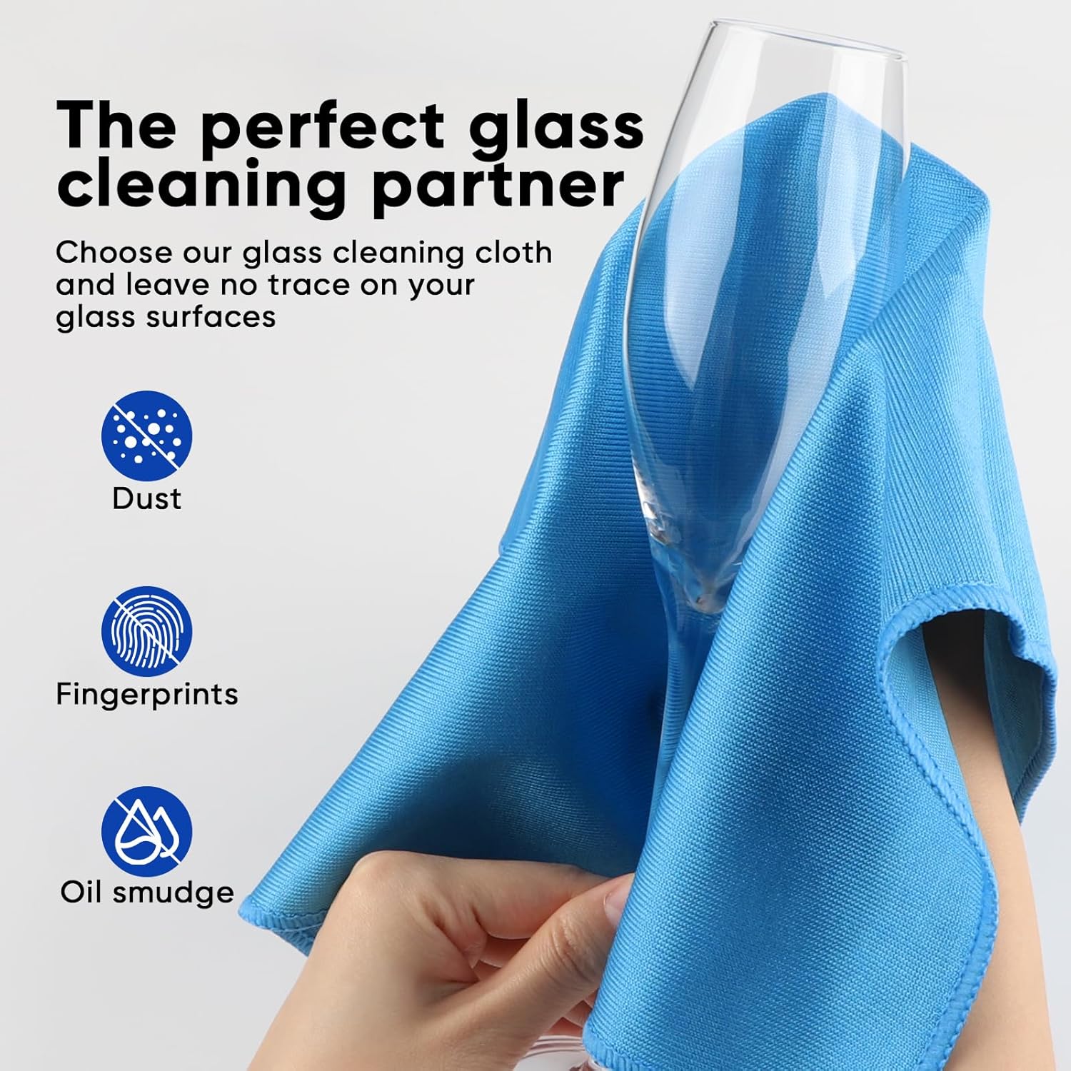 HOMEXCEL Microfiber Glass Cleaning Cloths 6 PK, Lint Free Streak Free, Reusable Microfiber Cleaning