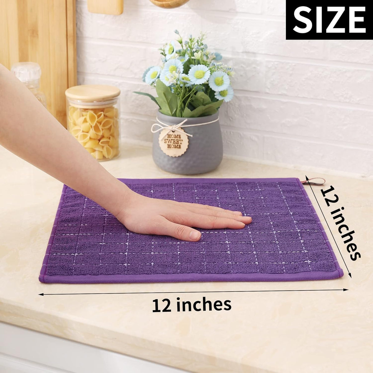 Homaxy 100% Cotton Terry Kitchen Dish Cloths, Ultra Soft and Absorbent Dish Towels for Kitchen