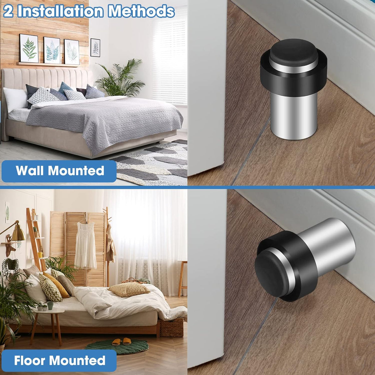 Chumia 20 Pcs Door Stopper Mounted Floor Stops Stainless Steel Cylindrical Stopper Modern
