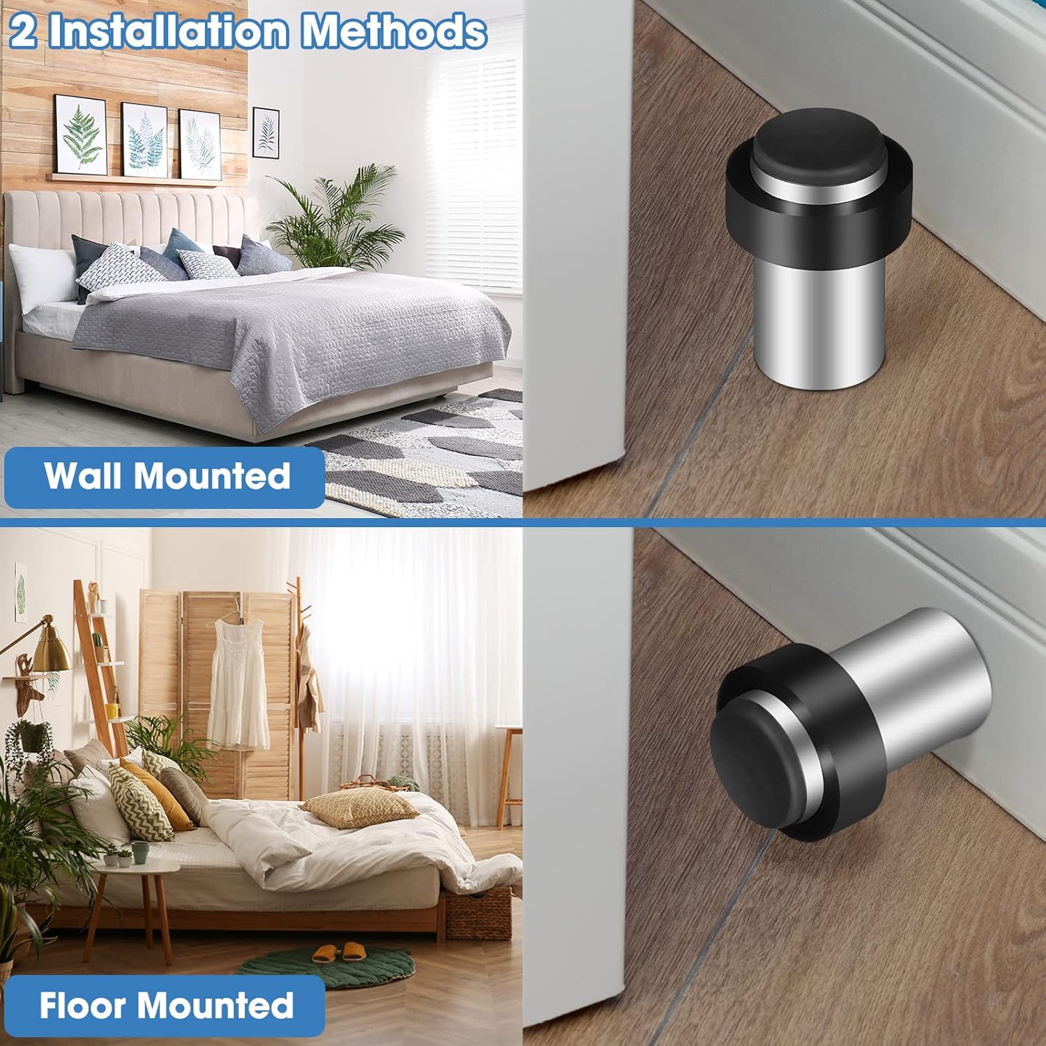 Chumia 20 Pcs Door Stopper Mounted Floor Stops Stainless Steel Cylindrical Stopper Modern