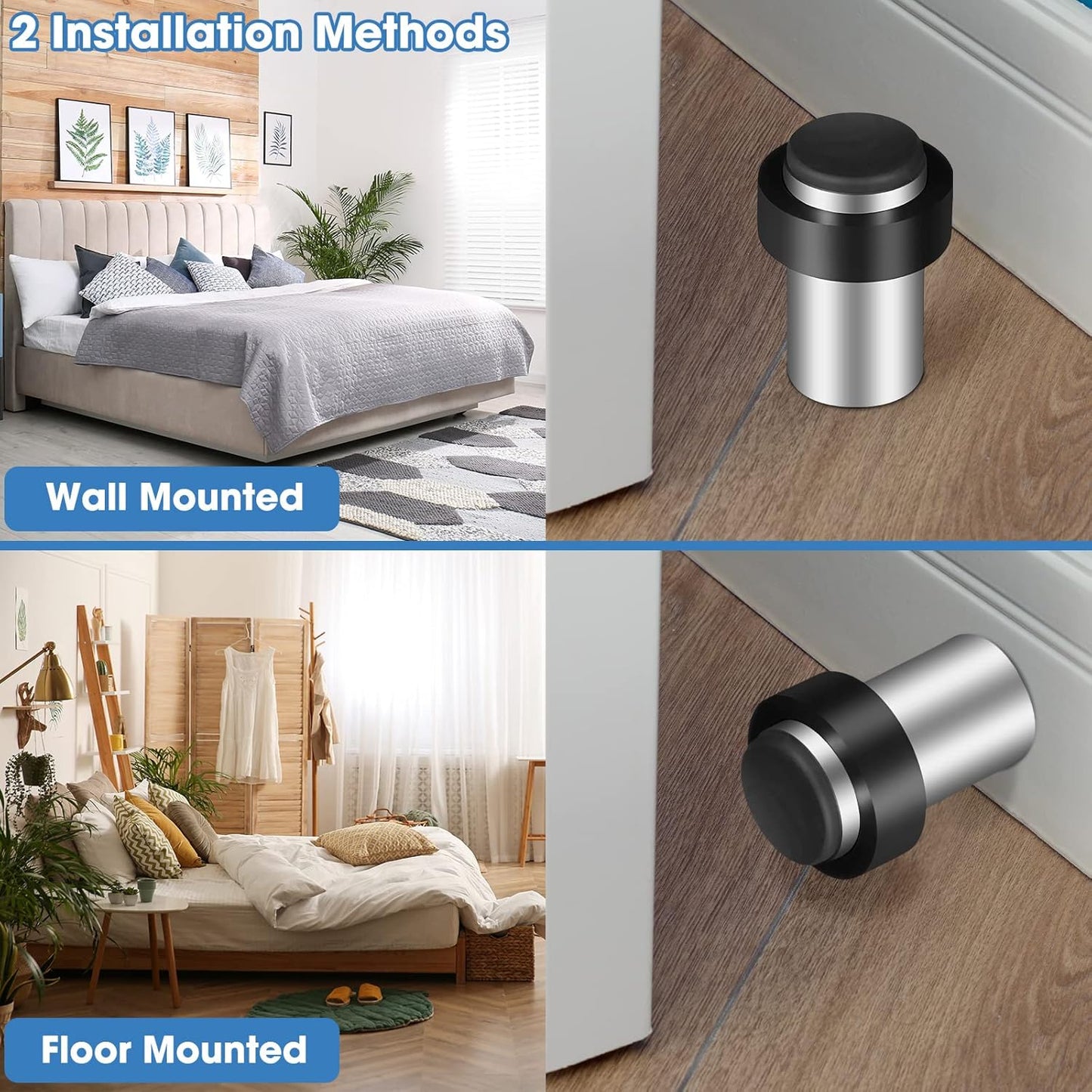 Chumia 10 Pcs Door Stopper Mounted Floor Stops Stainless Steel Cylindrical Stopper Modern