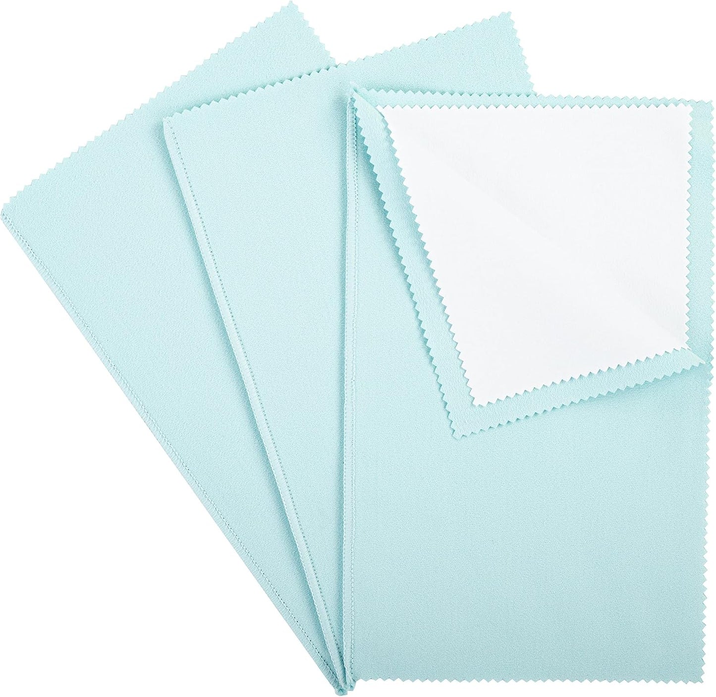 CATIFLIN 3PCS Sea Blue Silver Polishing Cloths, 10"x12" Jewelry Cleaning Cloths for Gold, Silver