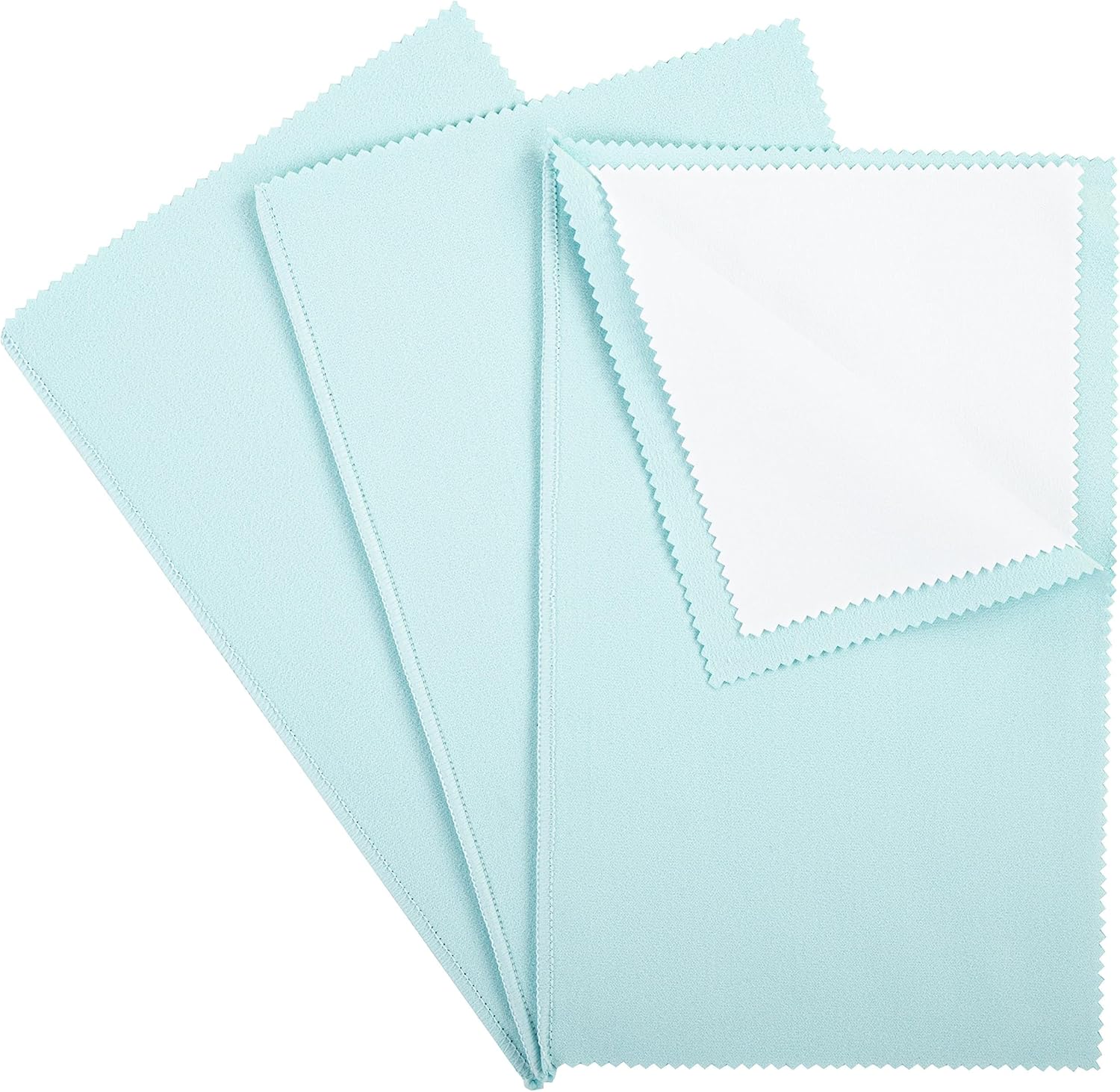 CATIFLIN 3PCS Sea Blue Silver Polishing Cloths, 10"x12" Jewelry Cleaning Cloths for Gold, Silver