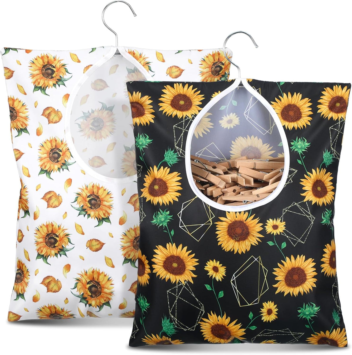 Woanger 2 Pcs Clothes Pin Bag Clothespin Holder 15 x 11 in to Hang on Line Clothes Pin Hanging Bag