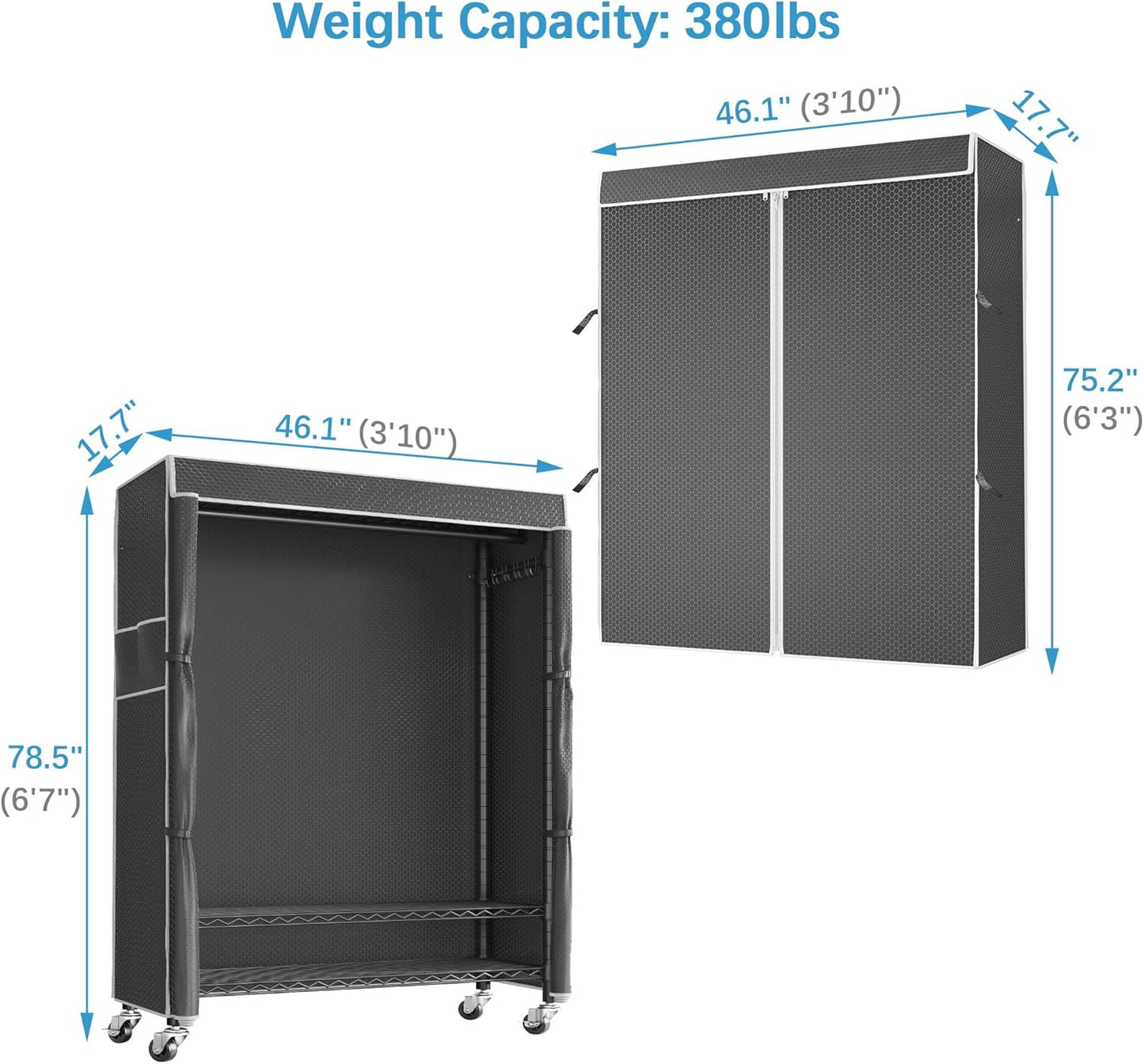 VIPEK R3C Plus Garment Rack - Rolling Clothes Rack with Locking Wheels, Heavy Duty Portable Closet