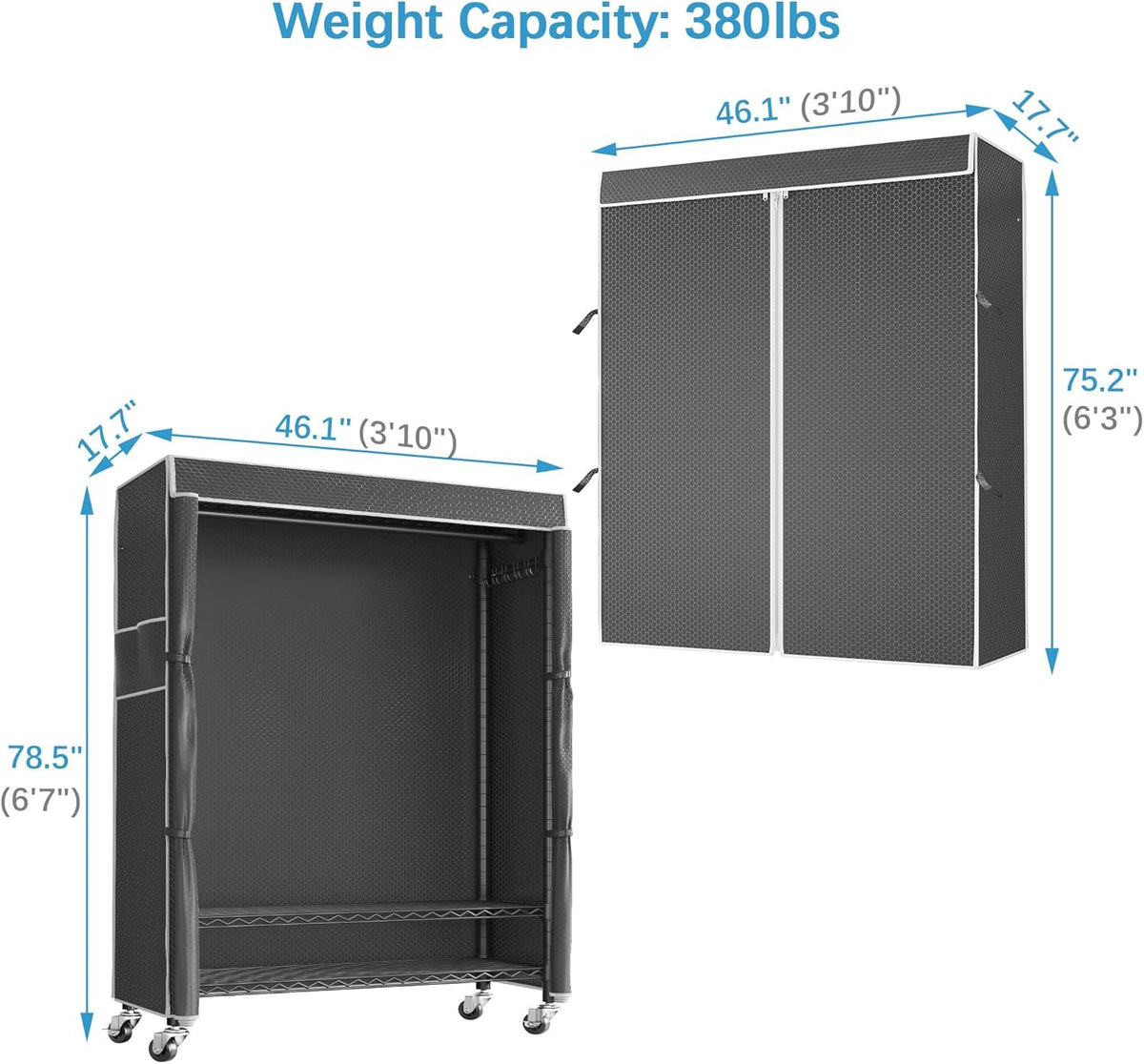 VIPEK R3C Plus Garment Rack - Rolling Clothes Rack with Locking Wheels, Heavy Duty Portable Closet