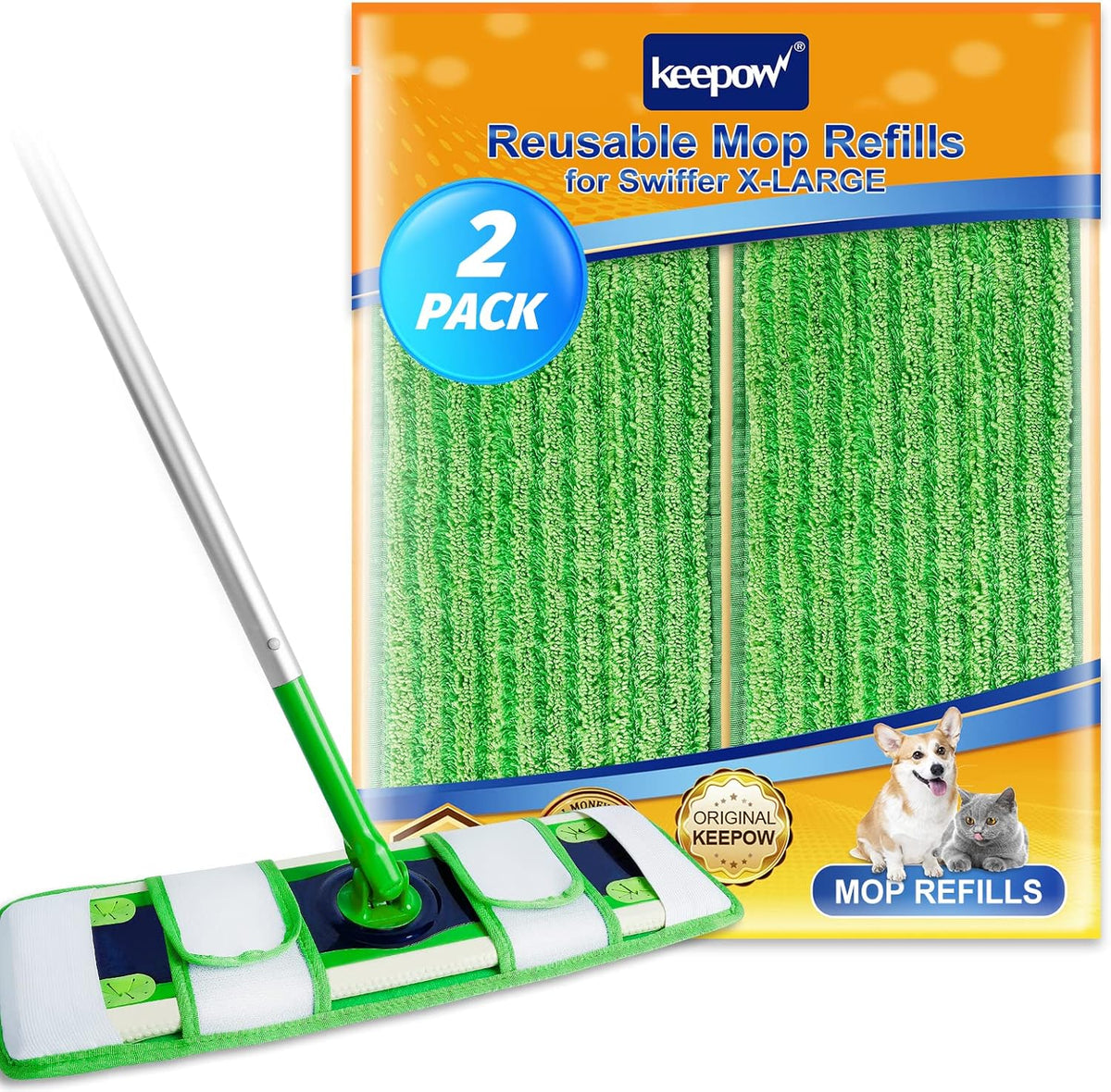 KEEPOW XL Dry Sweeping Cloths for Swiffer XL, Dry Refills for Swiffer XL Mop, Reusable Microfiber