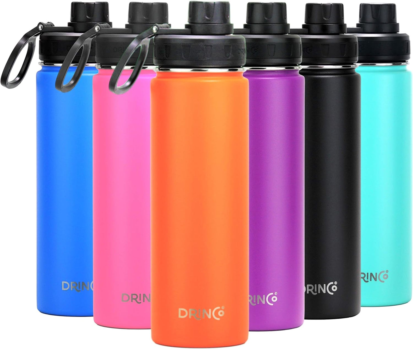 DRINCO Stainless Steel Water Bottle Spout Lid Vacuum Insulated Double Wall Water Bottle Wide Mouth