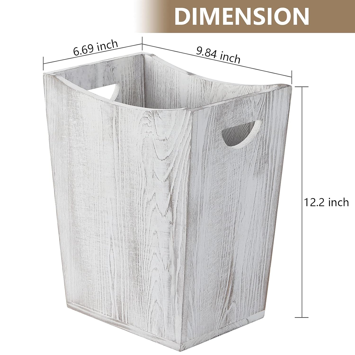 SEHERTIWY Wood Trash Can, Farmhouse Wastebasket Bin for Bathroom, Office, Bedroom, Living Room