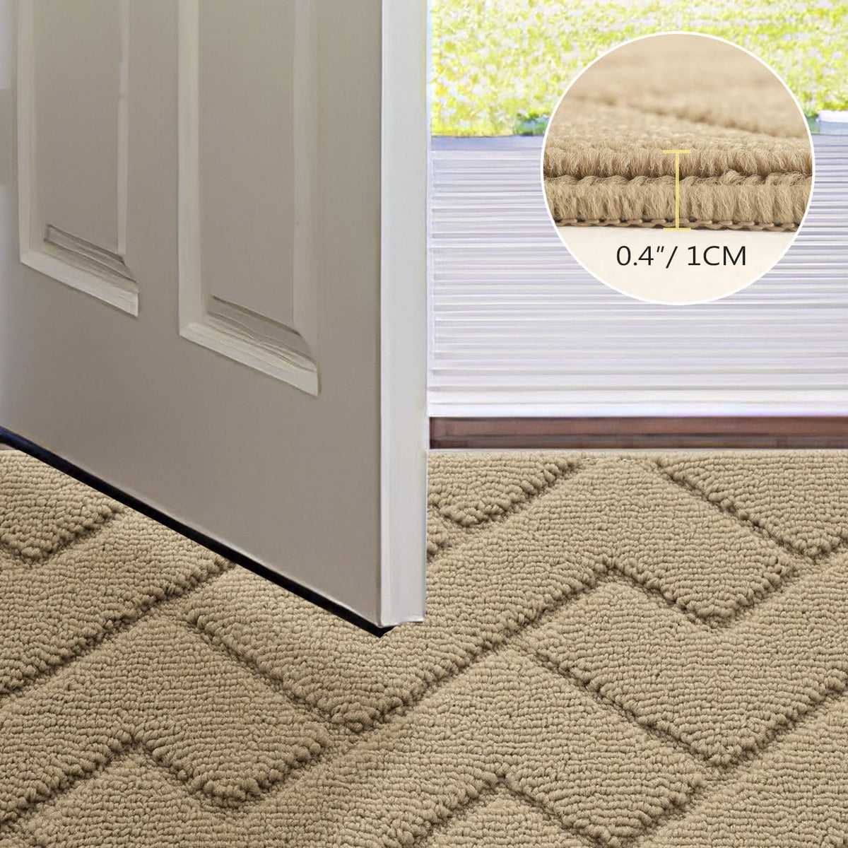 hicorfe Front Door Mat Outside Entrance,20"x31.5" Absorbent Muddy Dirt Resist Welcome Door Mats