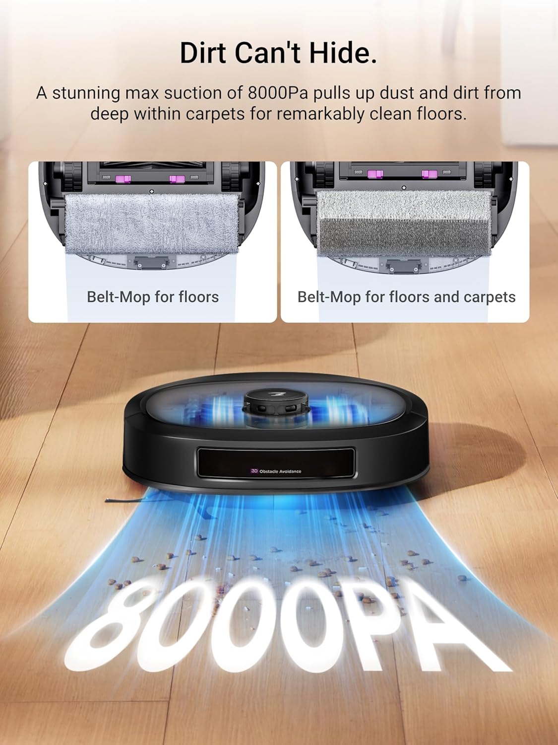 Eureka J20 Robot Vacuum Self Emptying, 8000Pa Suction, Auto Mop Washing & Hot Air Drying,3D