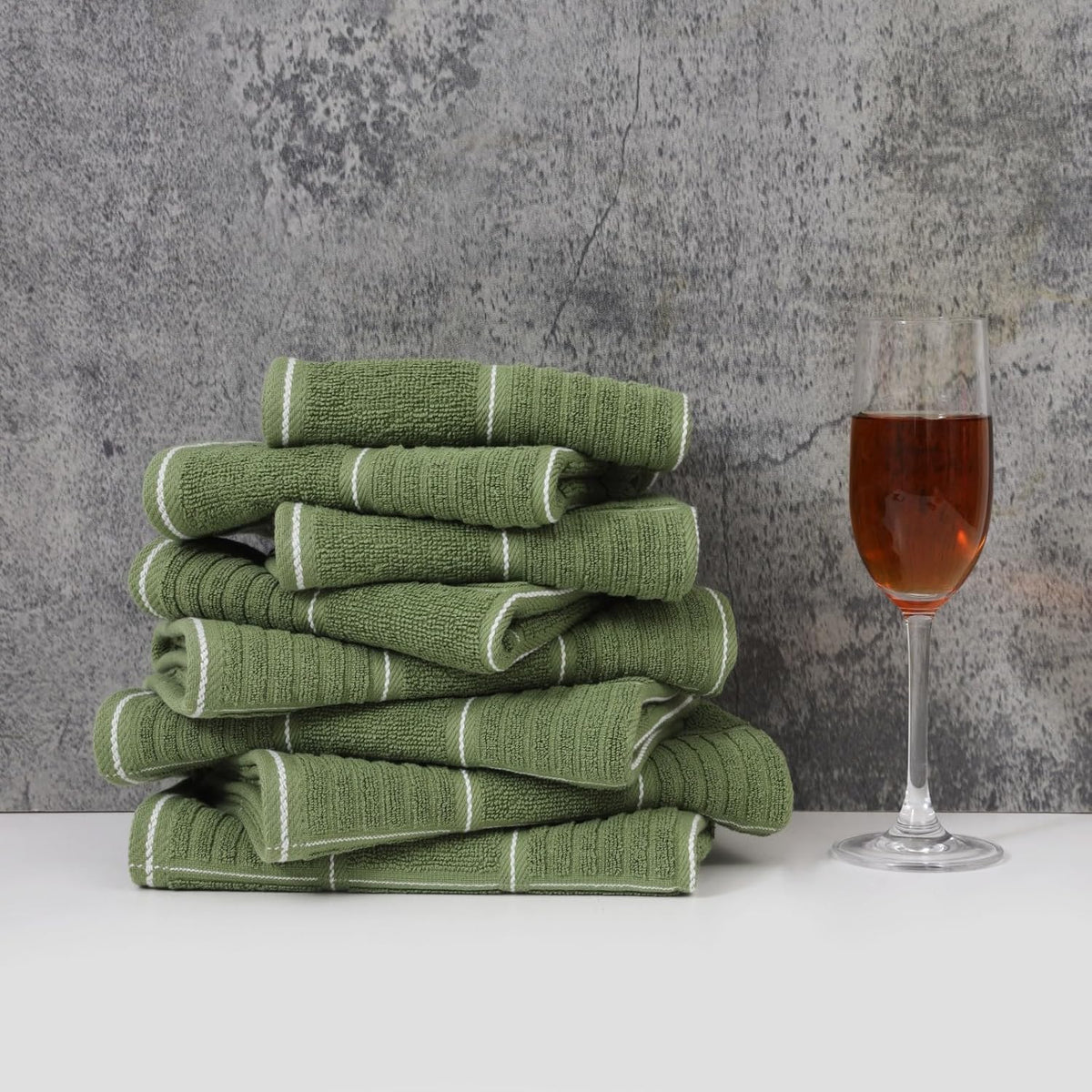 Glynniss Kitchen Towels and Dishcloths Set, Four Dish Towels 16x26 Inches, Four Absorbent Dish