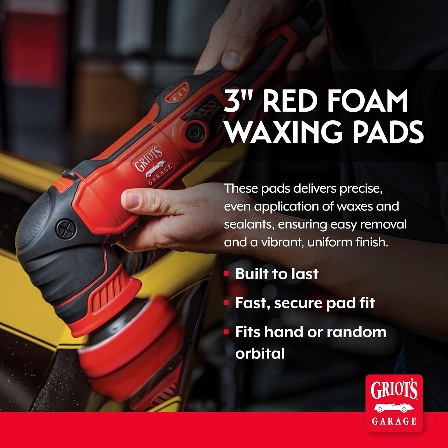 Griot's Garage 3” Red Foam Waxing Pads for Car Detailing, Polishing and Buffing Pads for Use with