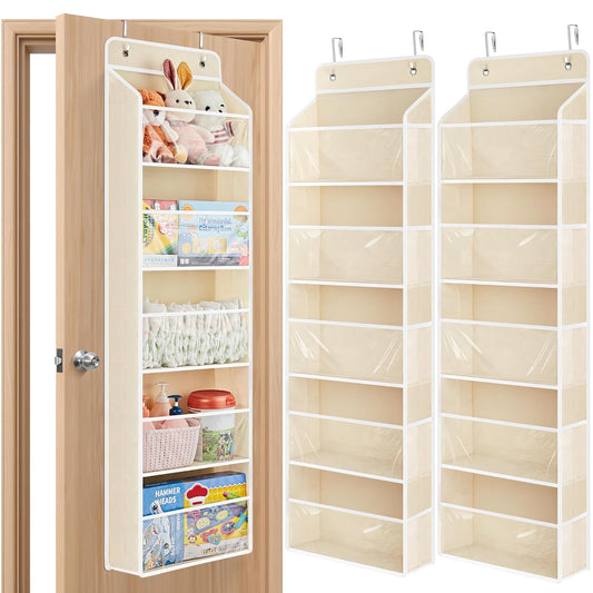JARLINK 2 Pack Toy Stuffed Animal Storage, Over The Door Organizer W/Clear View Windows, 44lb Load