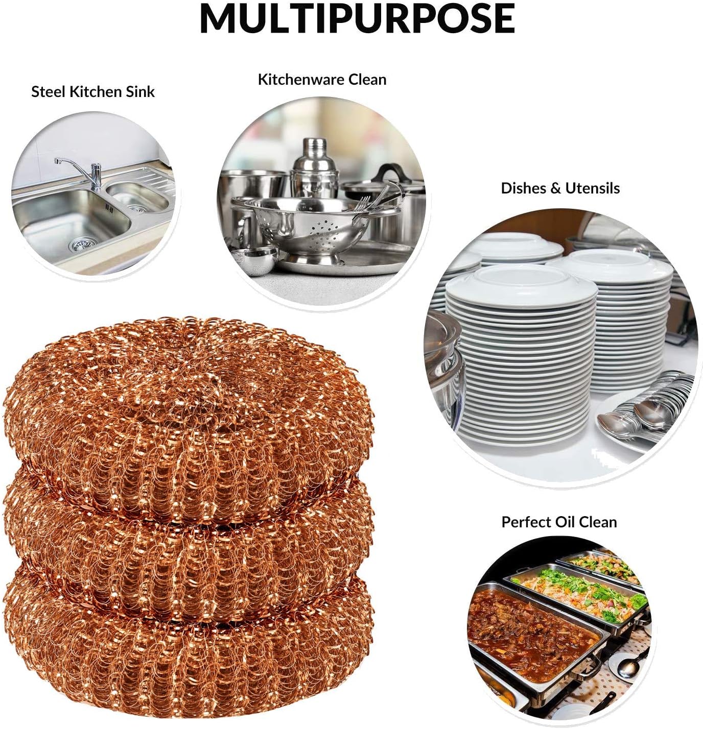 12 Pack Copper Coated Scourers by SCRUBIT – Scrubber Pad Used for Dishes, Pots, Pans, and Ovens.