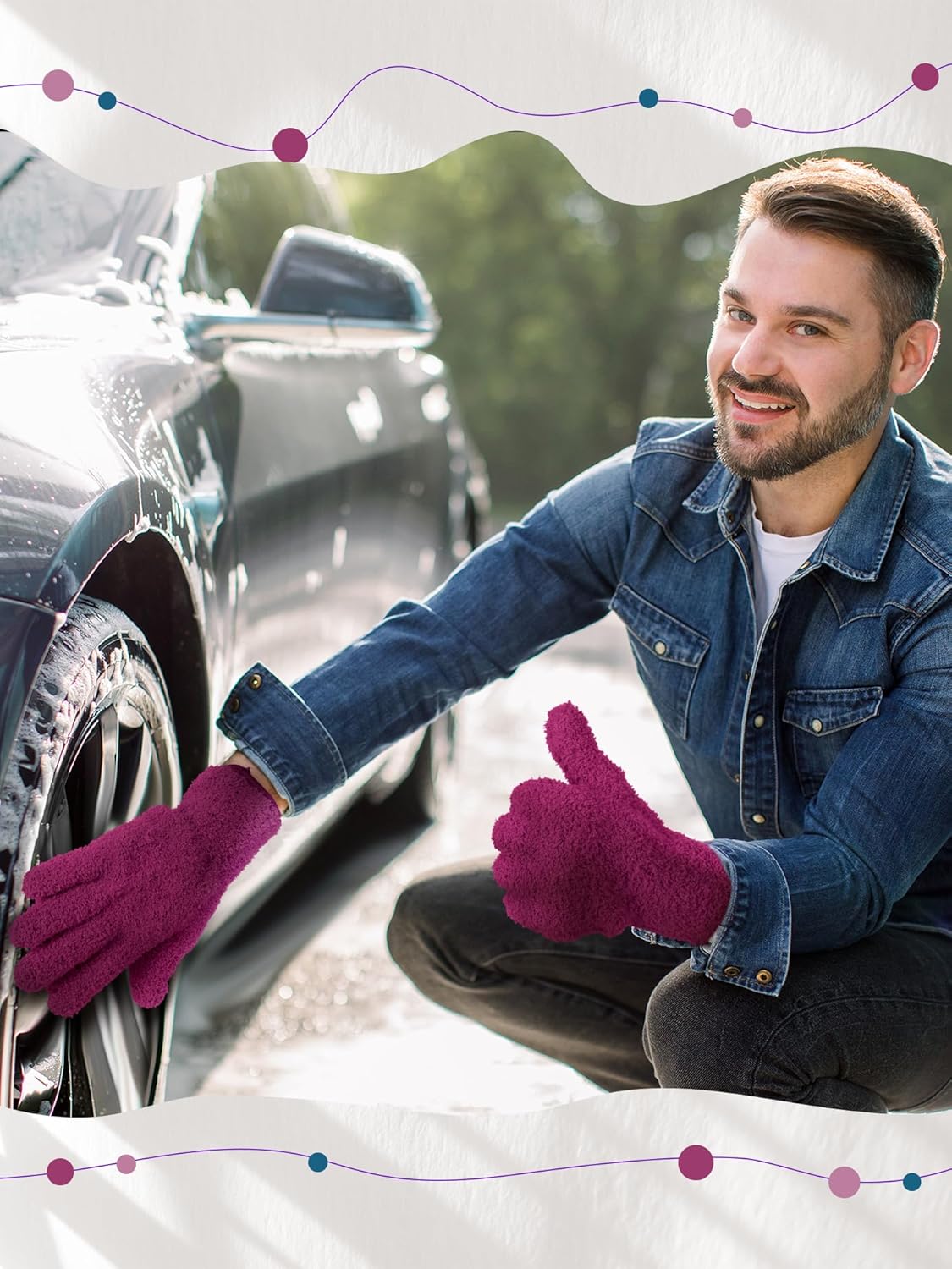 Patelai 3 Pairs Microfiber Plant Dusting Gloves Leaf Cleaning Gloves for Indoor Plants, Blinds