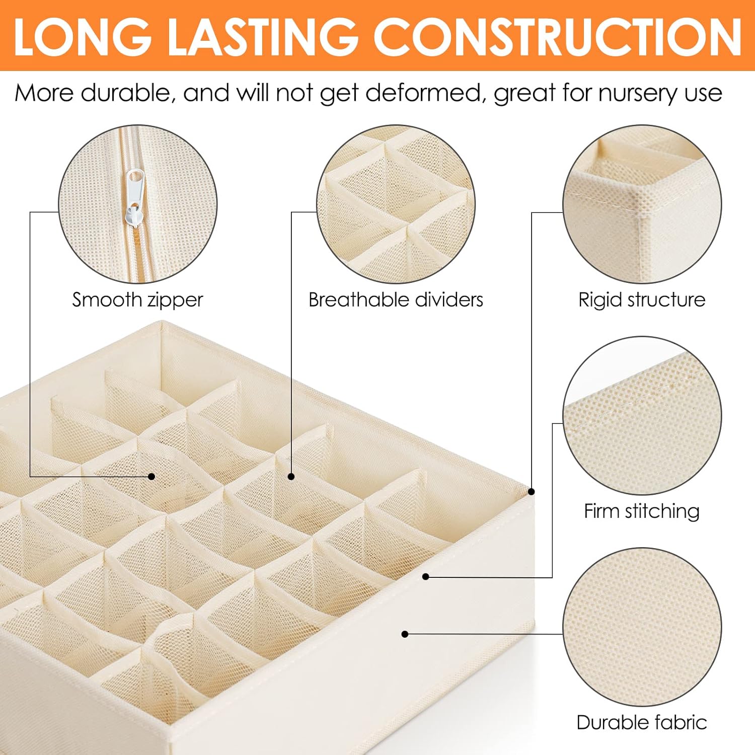 12 Pack Baby Clothes Organizer for Nursery, 116 Cells Fabric Foldable Dresser Closet Organizers and