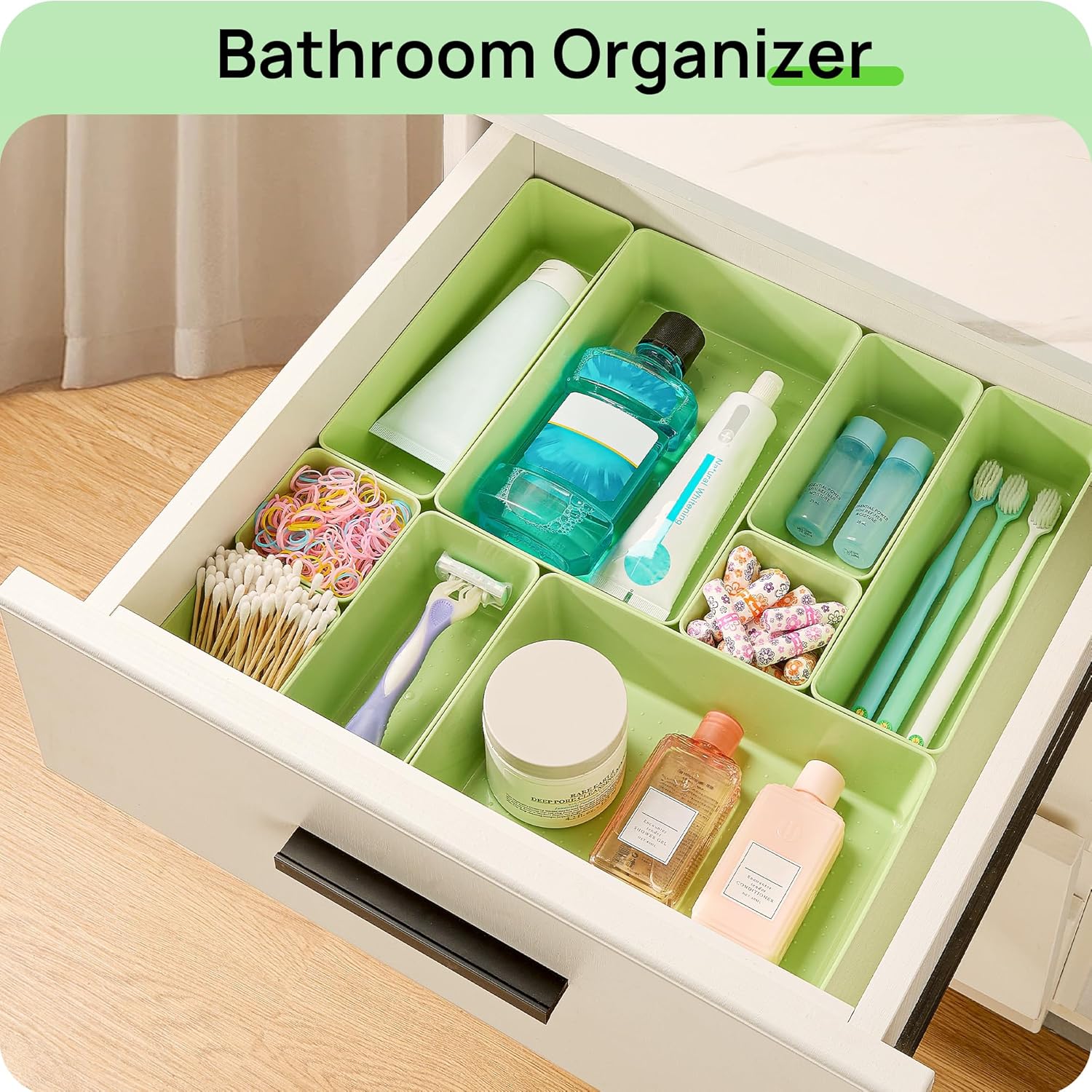 Vtopmart 25 PCS Plastic Drawer Organizers Set, 4-Size Versatile Bathroom and Vanity Drawer