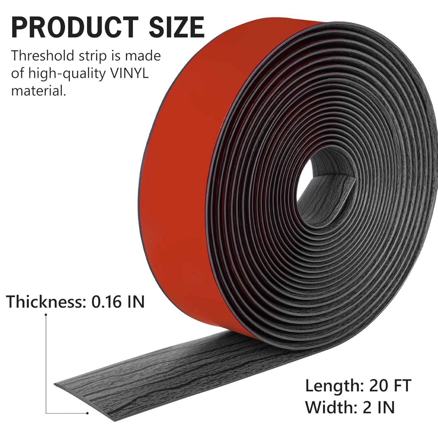 20Ft Floor Transition Strip Self Adhesive Vinyl Cover Floor Strip Flat Divider Transition Strip