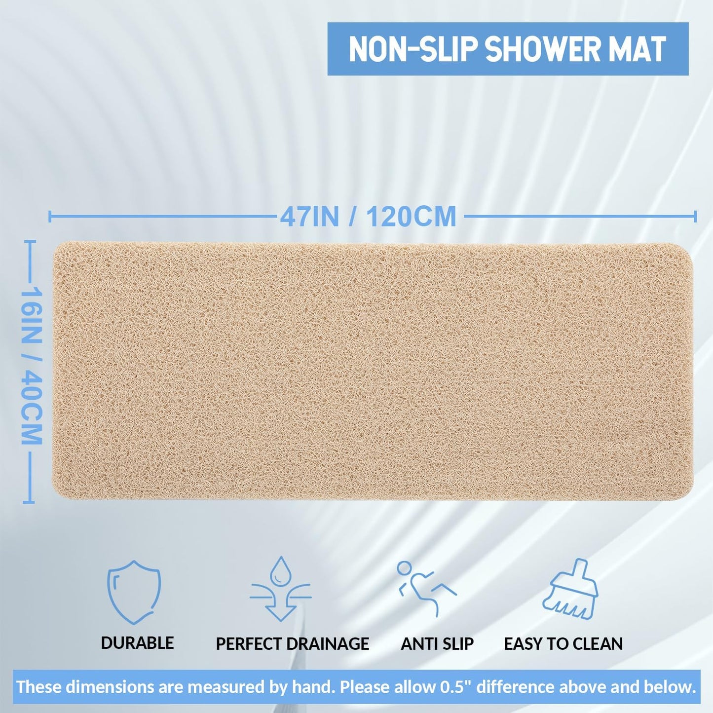 Non-Slip Bathtub Mat, Anti Slip Shower Mat, Fast Drying Bathtub Mats, Foot Scrubber Mat, Anti Slip