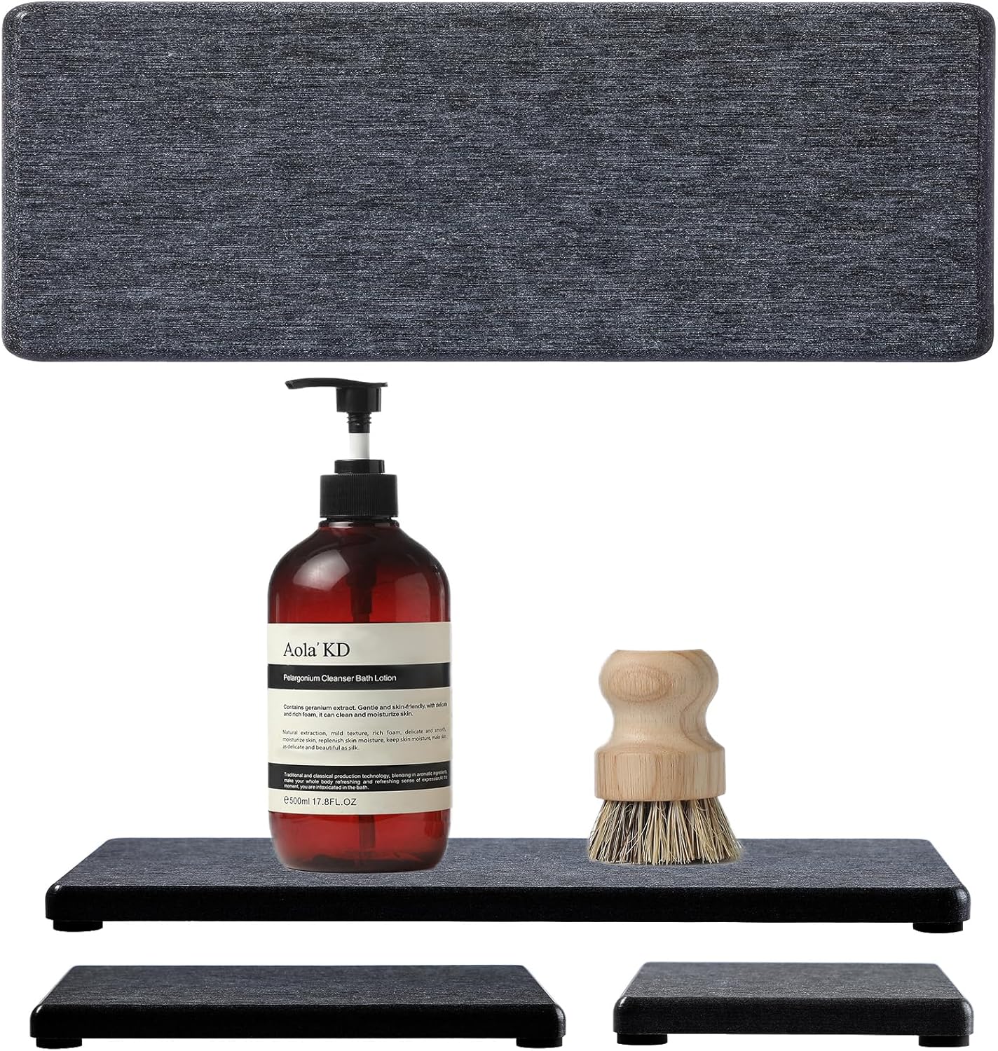 3PCS Water Absorbing Soap Dish Sponge Holder, Diatomite Stone Drying Tray Mat Sink Caddy for