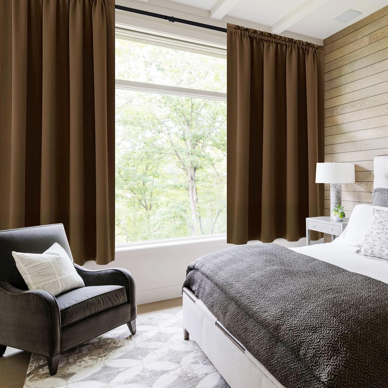 DWCN Blackout Curtains Room Darkening Thermal Insulated Bedroom Curtains Window Curtain Panels, 52