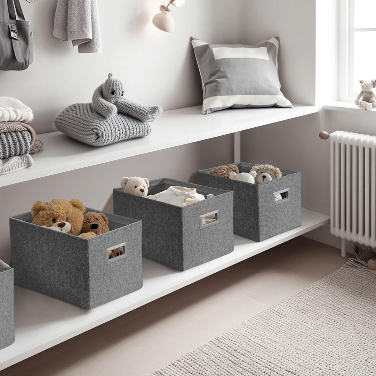 DECOMOMO Storage Bins for Shelves Robust Fabric Closet Bins for Shelves Toy Storage Clothes Books