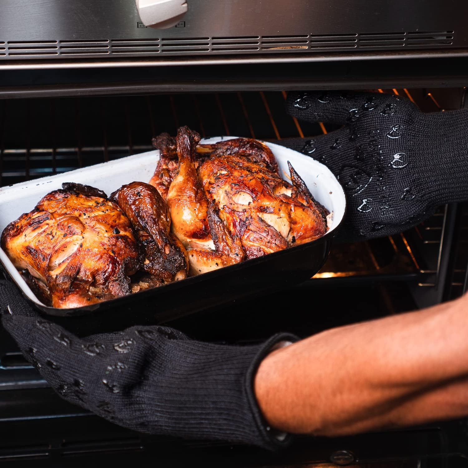 Grill Armor Oven Gloves 932°F Extreme Heat & Cut Resistant Oven Mitts with Fingers for BBQ