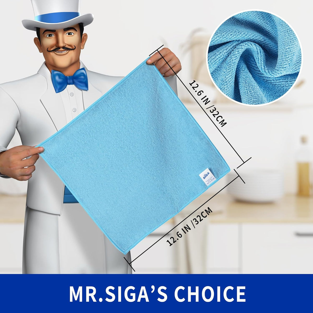 MR.SIGA Microfiber Cleaning Cloths, All-Purpose Surface Microfiber Towels, Streak Free Cleaning