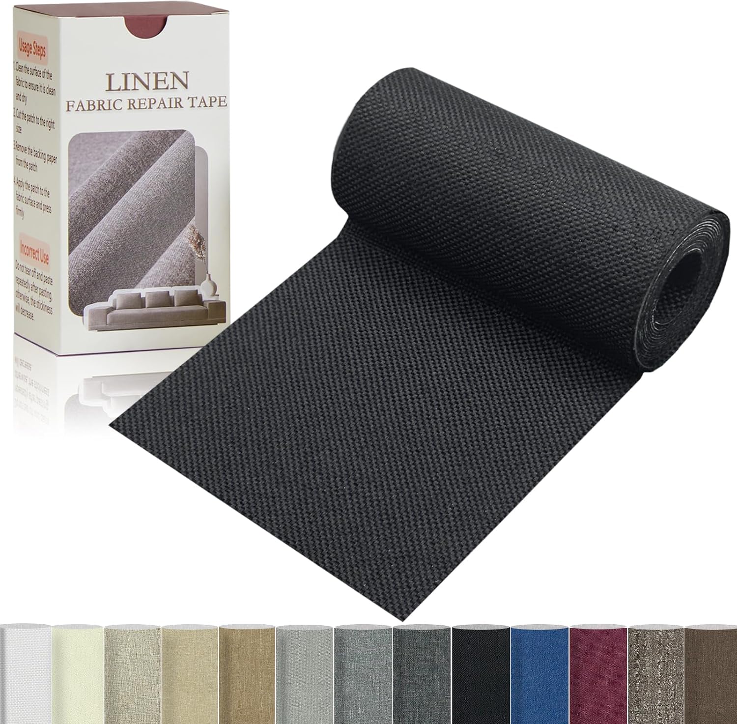 Linen Repair Tape 4x70 Inch Self-Adhesive Couch Patch Repair Fabric Patch for