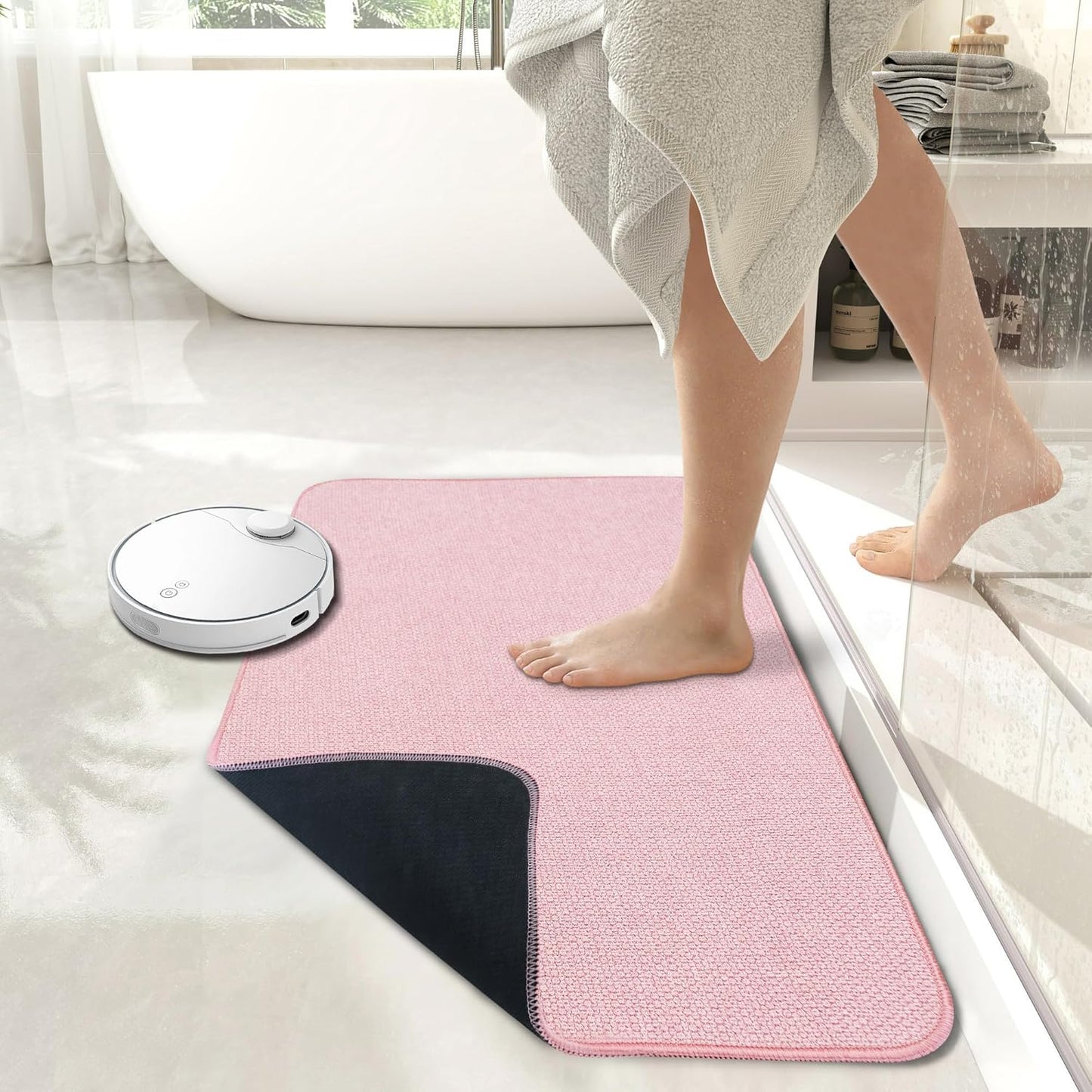 Bath Mat,Ultra Thin Bathroom Rugs,Rubber Bath Mats for Bathroom,No Slip Bath Rugs,Quick Dry,Machine