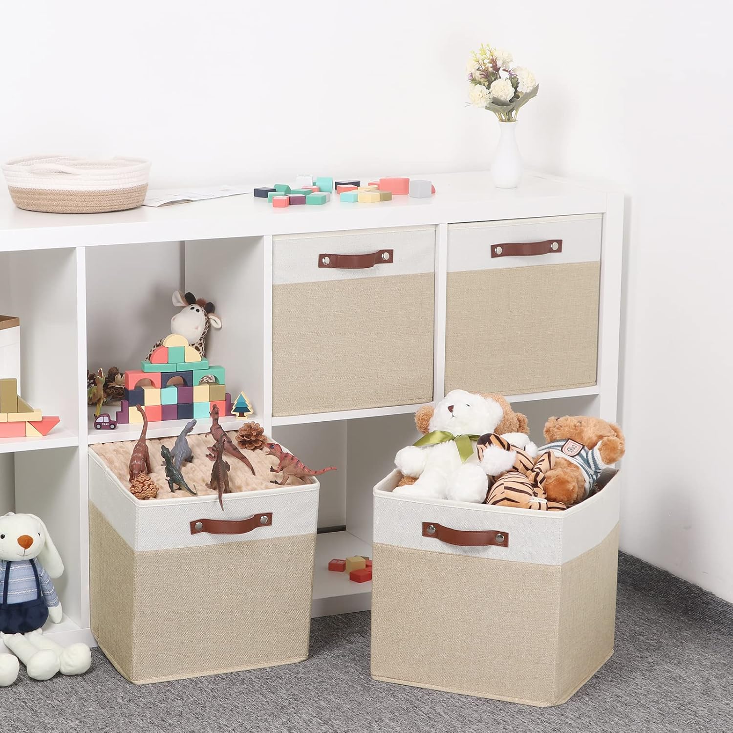 Temary Cube Storage Bins 13 Inch Fabric Storage Cubes Storage Baskets for Shelves Closet Baskets