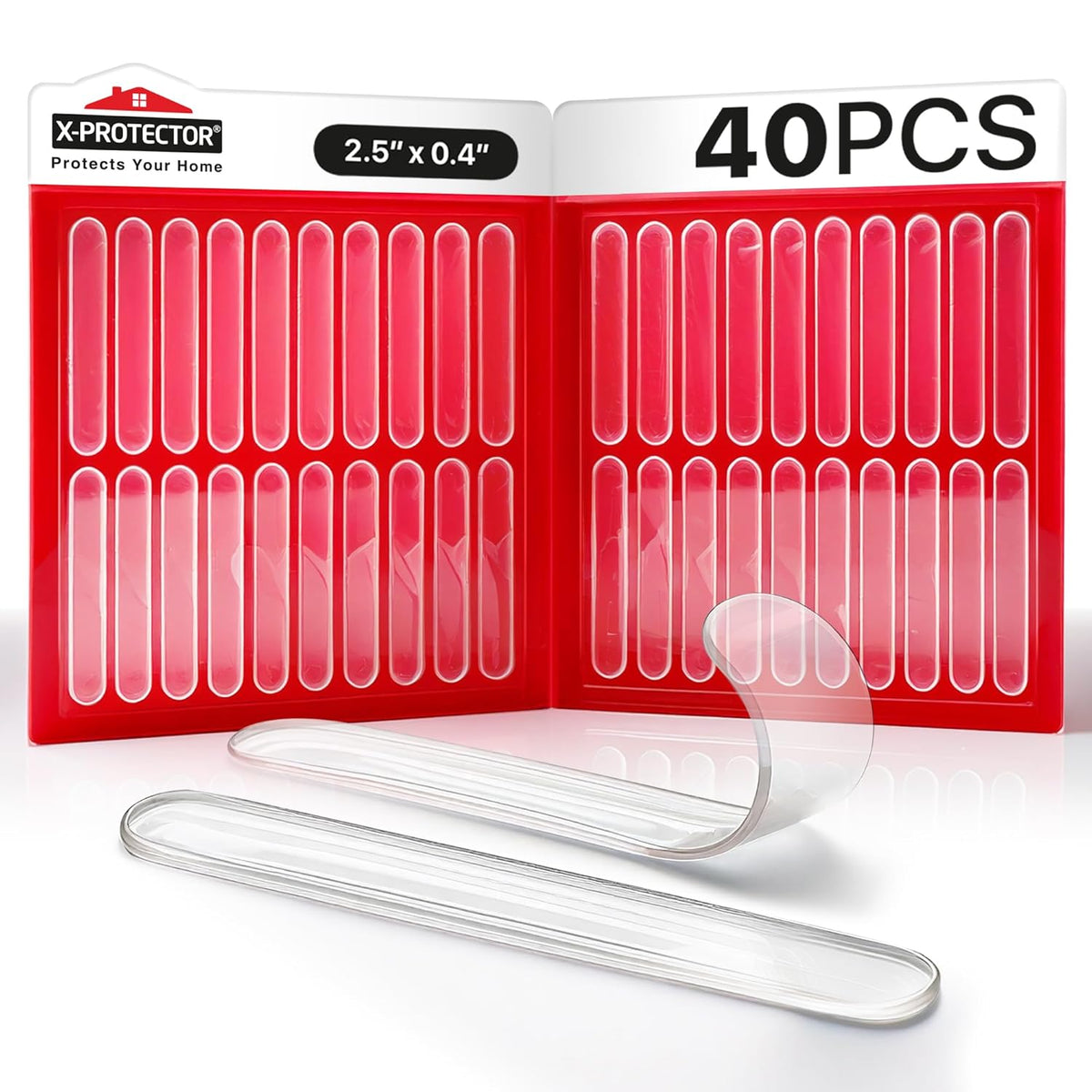 X-Protector Cabinet Door Bumper Strips - 40 PCS - Clear Door Silencer - Premium Cabinet Door