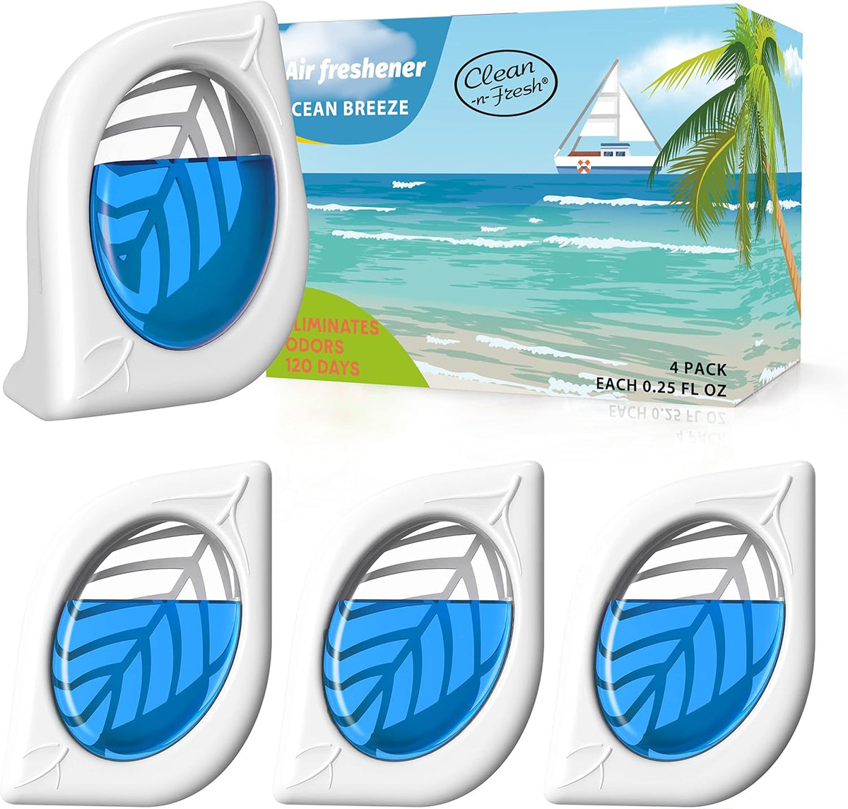 Air Deodorizer, 4 Pack, Ocean Scent, Odor Eliminator for Small Area Closets Bathroom Pets Strong