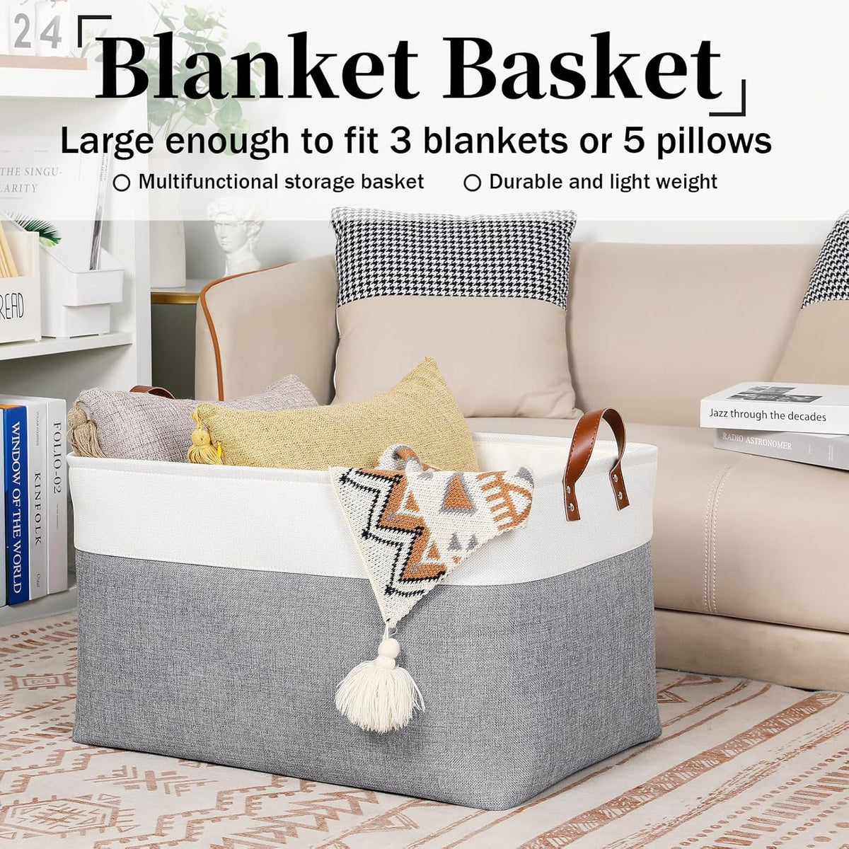 DULLEMELO Extra Large Storage Baskets for Organizing 22"x15"x13" Foldable Fabric Storage Baskets