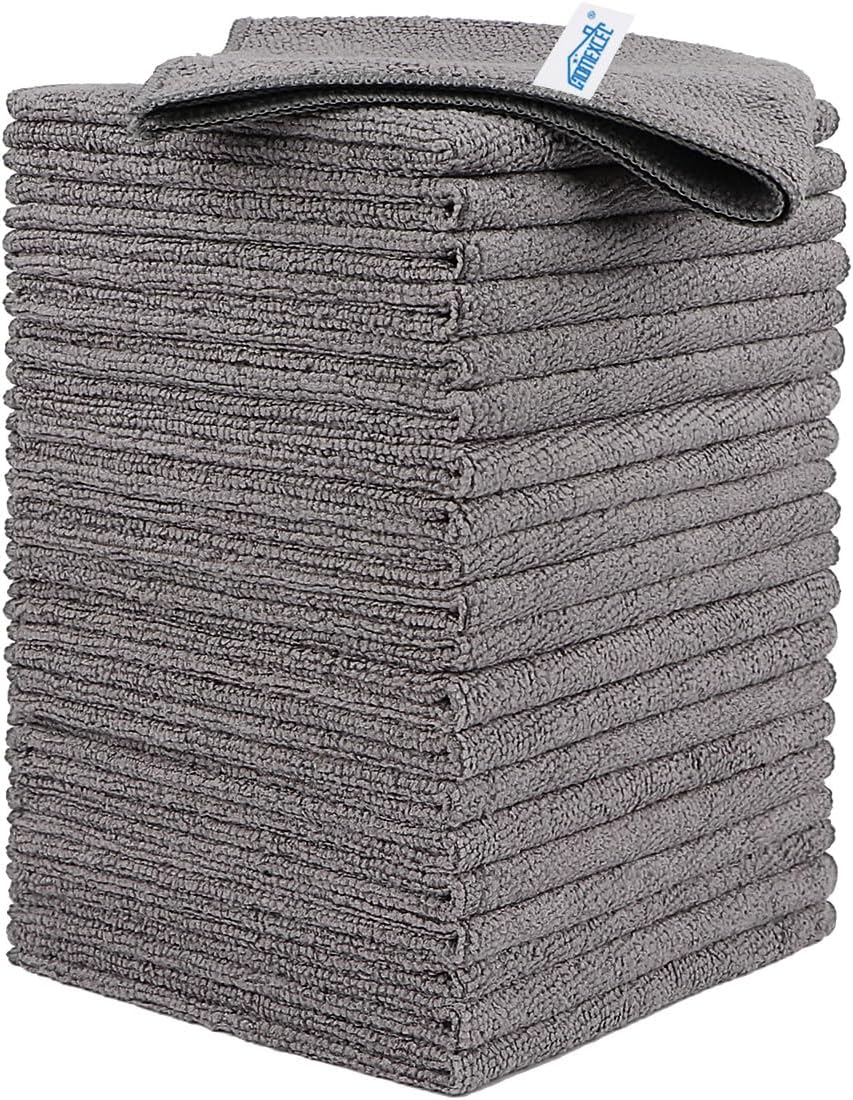 HOMEXCEL Grey Microfiber Cleaning Cloth, 24 Pack Cleaning Towels for Kitchen, Lint Free